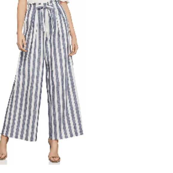 BNWT BCBGMAXAZRIA Paperbag-Waist Wide-Leg Striped Pants (XXS) POCKETS - Picture 9 of 9